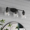 Modern 3-Light Bathroom Vanity Light in Black Finish with Seeded