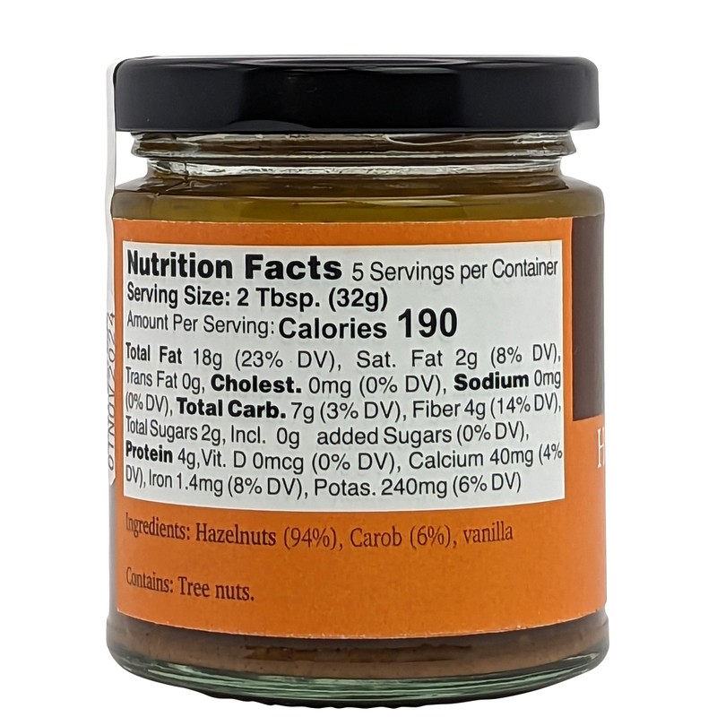 Nutural World - Crunchy Hazelnut and Carob spread 6 Oz