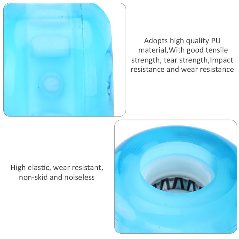 4PCs Set High Elastic PU Skateboard Flashing Wheel 52mm Professional