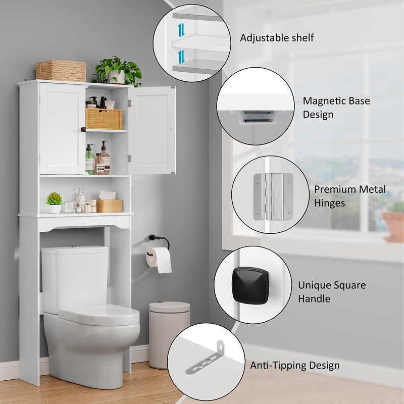 RRX Over The Toilet Storage Cabinet,Bathroom Above Toilet Cabinets Organizer,