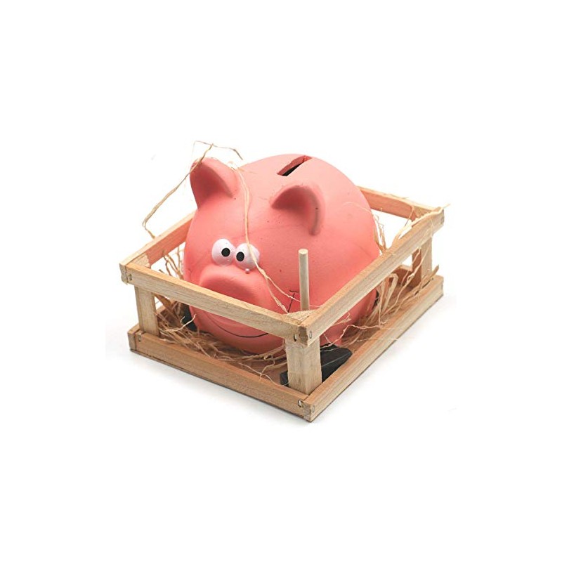 Piggy with Hammer Wheelbarrow 14 x 12 cm Multi-Coloured