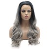 Lushy Wavy Long Two Tone Ombre Dark Root Grey Wig