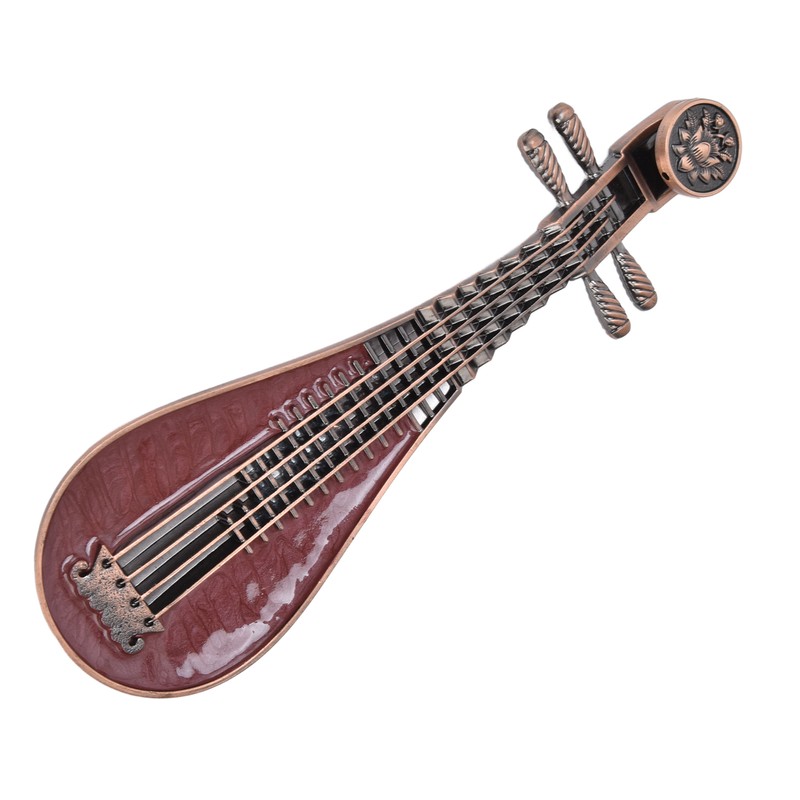 Incense Burner Holder Unique Chinese Lute Design Premium Copper Sturdy