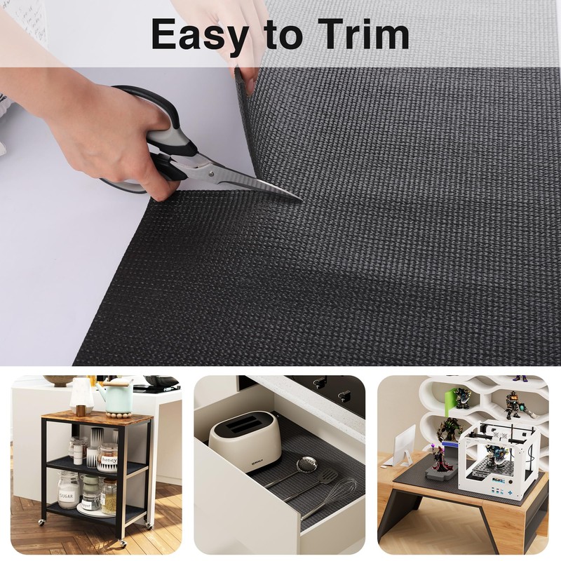 Black Shelf Liner for Under Sink, Strong Grip Non-Slip, 5