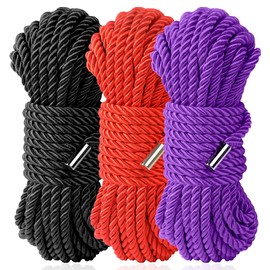 Sfcaris Silk Soft Rope, Skin Friendly Soft Nylon Silky Black Red Ropes 32Feet 8 mm (3 cloors)