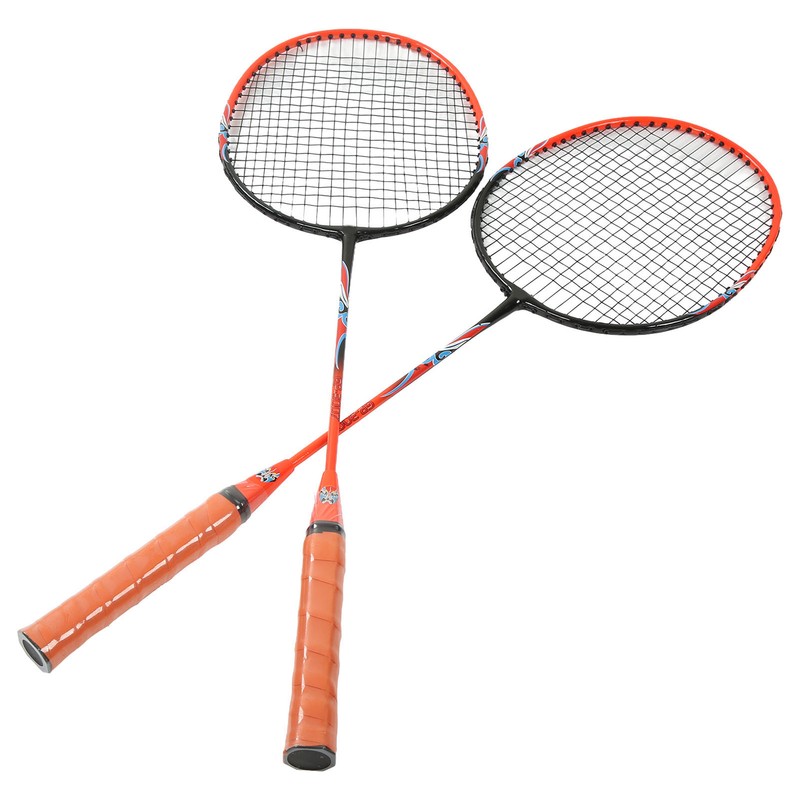 2 Player Badminton Racket Set Ferroalloy Integrated for Beginner Amateur