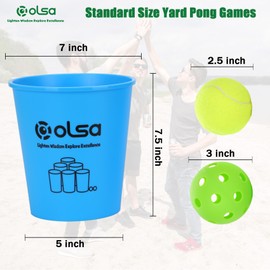 OLSA Giant Yard Pong Games, Outdoor Games for Adults and Family, Toss Yard Games with 12 Buckets, Balls, Strength Carrying Bag for Beach Camping Lawn Backyard Party(Blue)