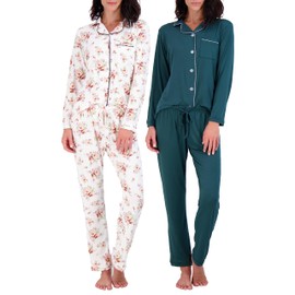 Real Essentials 2 Pack Piece Set Leopard Maternity Pjs Pajamas Women Sleepwear Breastfeeding Bride Silk Loungewear Women'S Sets Pajama Bottoms Cotton Pants Matching Button Down Up Warm Pijamas