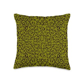 Vintage Cute Leopard Print Vivid Animal Patterns Olive-Green Leopard Prints Cheetah Pattern Women Girls Cute Throw Pillow, 16x16, Multicolor