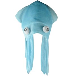 Kirei Sui Colorful Rainbow Plush Squid Octopus Funny Party Hat Costume for Adults (Blue)