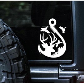 Sunset Graphics & Decals Land, Air & Sea Decal Vinyl Car Sticker Fishing Hunting | Cars Trucks Vans Walls Laptop | White | 7 inches | SGD000246