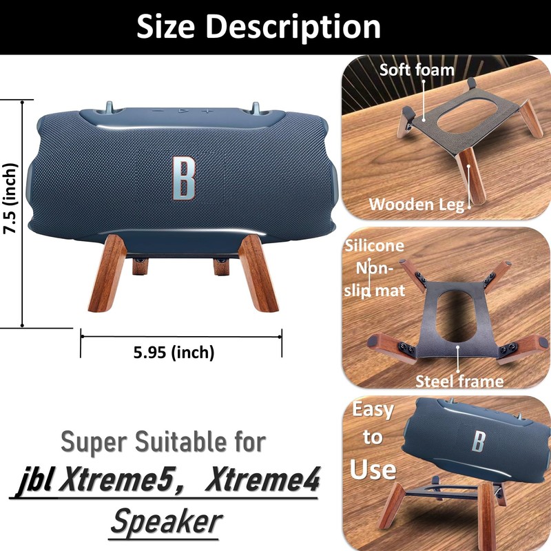 Real Wood Stand comparible for jbl Xtreme 5,Xtreme 4 Speaker,Walnut