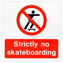 Strictly No Skateboarding Sign Vinyl Sticker Waterproof Bumper Sticker Laptop Window 5"