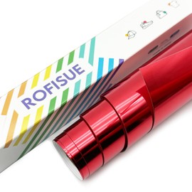 ROFISUE Metallic Red Foil Heat Transfer Vinyl 12Inch*6FT Bundle Chrome HTV Pack in Vibrant Colors for Stunning T-Shirt Designs! Perfect for DIY Heat Transfer Vinyl (RED, 12Inch*6Ft)