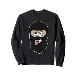Friendly Thief Mask Tongue Out Bank Robber Gangster Kids Men Sweatshirt