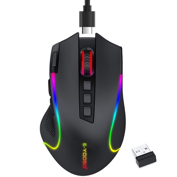 TERPORT S500 Mouse Gaming de Modo Dual Inalámbrico/Cable, Ratón Inalámbrico
