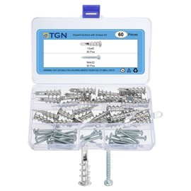 DTGN 13x42mm Self-Drilling Drywall Anchors with Screws Kit - 30 Set - Good for Concrete Tile Cement - Zinc Alloy Hollow Wall Anchors Kit with Screws