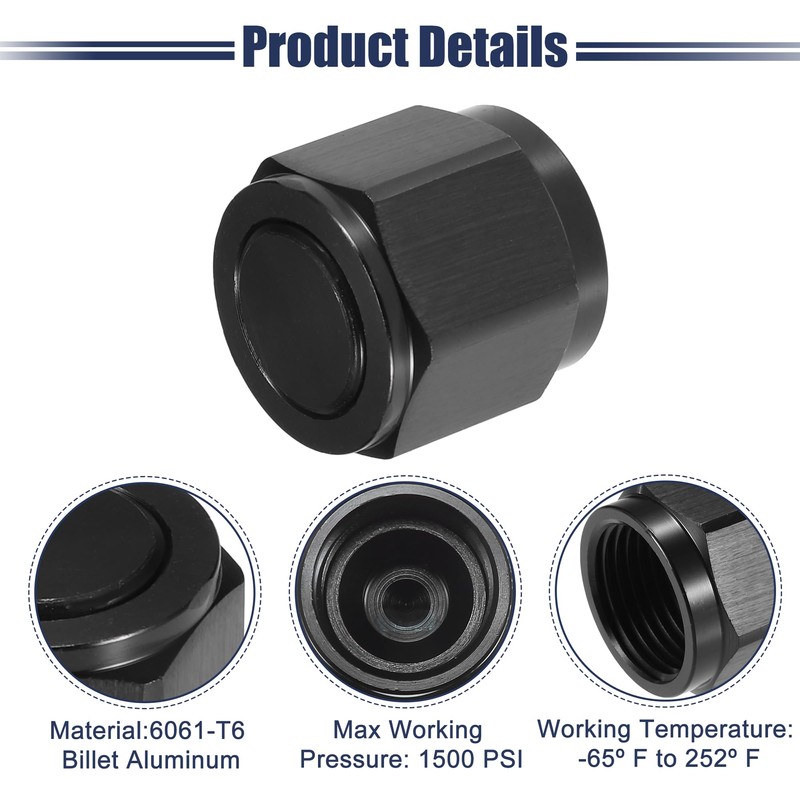 X AUTOHAUX AN10 Universal Flare Cap Fitting Adapter Black -