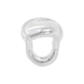 Kokoma Hollow Oval Shaped Chunky Statement Ring for Women Stainless Steel Irregular Thick Chunky Gold Finger Band Stackable Rings Geometric Ring Minimalist Jewelry (Silver, 6)