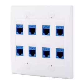 POKIVIR - Cat6 Keystone Ethernet Wall Plate Female to Female - White 8 Port