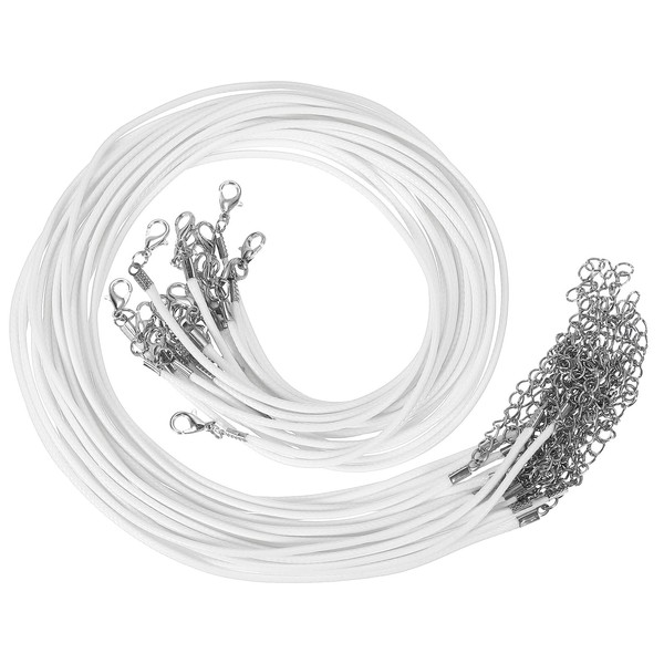 PATIKIL 16"x0.08" Necklace Cord, 20 Pcs Waxed Leather Necklace String