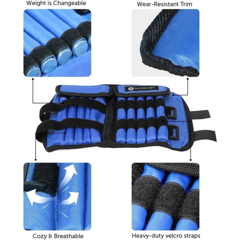 Gymenist Pair Of Adjustable Ankle Weights Can Be Adjusted Easily