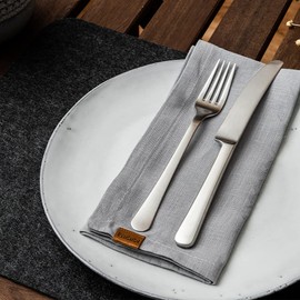 MIQIO® Design Fabric Napkins I Set of 6 Linen Napkins I 45 x 45 cm I Fabric Napkins Made of 55% Linen and 45% Cotton I European Flax, GOTS and Oeko-Tex Certified I Light Grey