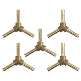X AUTOHAUX 4mm Brass Hose Barb Fitting Y-Shaped 3 Way Connector for Air Water Gas Oil 5pcs