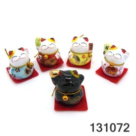 Starlet24 Set of 5 Chinese Lucky Cats Ceramic Decorative Lucky Charm Waving Cats 131072