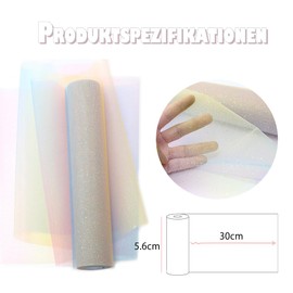MAEXUS Table Runner Rainbow Glitter 30 cm, 9 m Tulle Fabric Rainbow Decoration Glitter Tulle DIY Organza Fabric, Table Runner for Craft Projects Unicorn Party Decorations Wedding