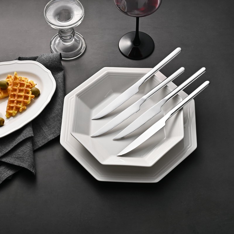 KINGSTONE Sharp Steak Knives, German Stainless Steel Steak Knife Set