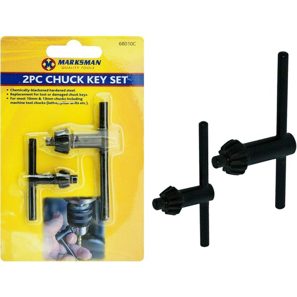 Marksman 2 x Chuck Key Set Drill Machine Accessories Lathes Pillars Professional Power Hand Tools Home Garage DIY Construction Office UK Free P&P