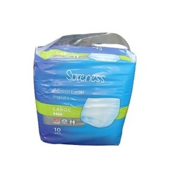 Sureness Absorbent Pants Pack of 10 (Large)