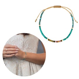 TEMOOUES Multi Chakra Bracelet for Women Healing Crystal Natural Stone Bracelet with 2mm Beads Unisex Adjustable Macrame Bangle