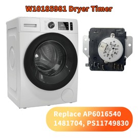 W10185981 Dryer Timer Compatible with Whirlpool, Maytag, KitchenAid, Jenn-Air, Amana, Magic Chef, Admiral, Norge, Roper, Replacement for AP6016540, 1481704, PS11749830