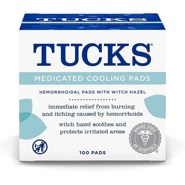 TUCKS Medicated Cooling Pads, 100 Count – Pads with Witch