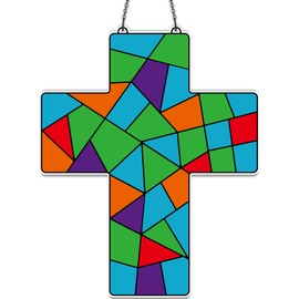 Easter Kids Suncatcher Craft Kits for Kids Religious Cross Sticker Glass Made Easy Activity Kit Decorations for Cross Sun Catcher Kits Girls Boys Home Classroom Indoor Art Game Activities Favors