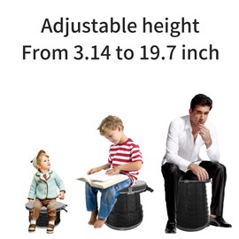 2024 Upgraded XXL Collapsilbe Folding Toilet Stool with Carry Bag,More Sturdy and Height 50cm,D38cm,Portable and Lightweight Adjustable Telescoping Stool for Camping Hiking BBQ Max Load 880Ibs
