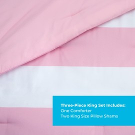 LINENSPA All Season Hypoallergenic Down Alternative Microfiber Comforter, California King, Pink/White