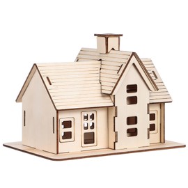 Gatuida DIY Assembly House Model, 3D Wooden Puzzle for Adults, Wood Model House Kit, Beige, 6.69 x 5.90 x 5.11 Inch, for Decoration