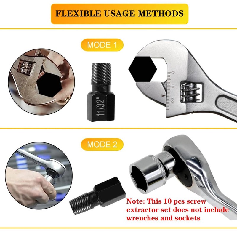 10 Pcs Screw Extractor Set, Hex Head Easy Out Bolt