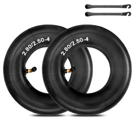Riisoyu Pack of 2 2.80/2.50-4 Inch Inner Tube Tyres, Wheelbarrow Hose with Curved Valve Stem, TR87 Wheelbarrow Hose, Inner Tube for Lawnmowers, Wheelbarrows, Garden Trailers, Go-Karts