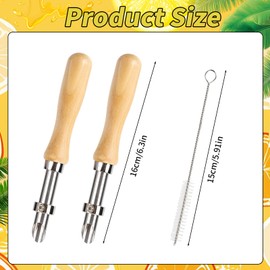 2 Pcs Straw puncher For Plastic Lids Lemonade Cups Stainless Steel Circular Hole Wooden Handle Straw Puncher For Fresh Squeezed Lemonade Cafe Drinks
