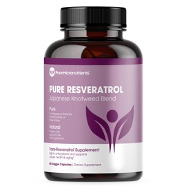 Pure Micronutrients- Suplemento de Resveratrol Puro Extra Fuerza 1200mg TransResveratrol para Anti Envejecimiento, Corazón y                          