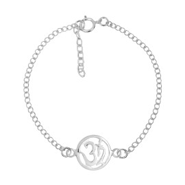 AeraVida Spiritual Om or Aum Symbol Sterling Silver Link Bracelet