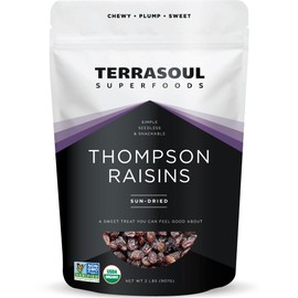 Terrasoul Superfoods Organic Raisins, 2 Lbs - Seedless | No-Sugar Added | No Preservatives