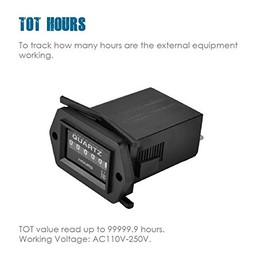 HonorMeet Quartz Hour Meter,AC 110V to 250V,Total Hours Accumulate for Maintenance,Data Storage for Lawn Mower Generator Tractor RV Motorhome Air Compressor. (AC110V-250V)