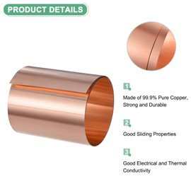 M METERXITY Copper Sheet Roll, 39"x 3.5"x 0.004"(LxWxT) Copper Foil Sheet Roll, Pure Copper Strip for House Repair/DIY Projects/Electrical/Crafts/Roofing Flashing Roll