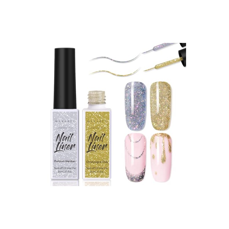 Makartt Gel Nail Polish Set 8ml 2 Colors Reflective Glitter