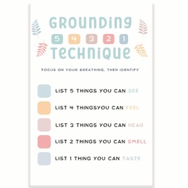 Grounding Technique Classroom Poster - Calm Corner Poster - Emotional Intelligence - School Therapist Counselor - 12 x 18 Inch - Classroom Decor - Classroom Must Haves - Back To School Decor - CPS0412